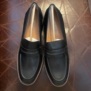 Madewell Black Leather Corinne lugsole loafer, sz 8.5
